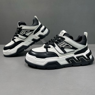 另类2026板鞋 有范男鞋 轻奢发型师牛皮个性 厚底增高街拍休闲鞋 春季