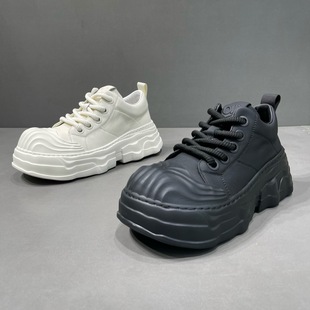 有范男鞋秋冬厚底增高大头鞋舒适透气丑萌牛皮发型师个性时尚板鞋