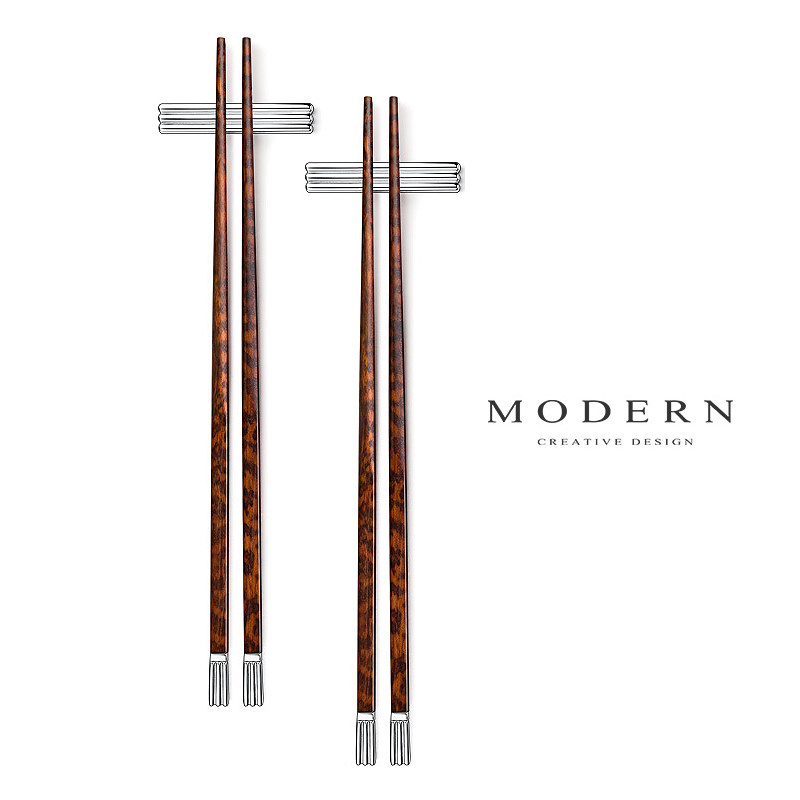 摩登MODERN轻奢A级蛇纹木尖头筷子家用礼盒餐具新婚乔迁新居礼物