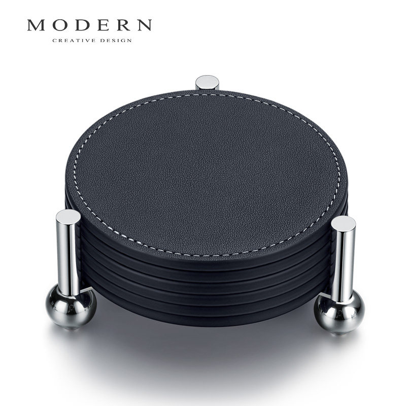 摩登MODERN原创星轨真皮杯垫功夫茶牛皮杯垫水晶玻璃水杯垫隔热垫