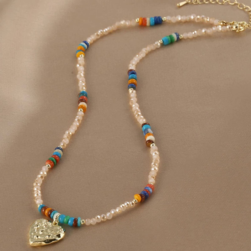复古彩色串珠项链女小众