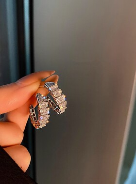 Loga.Py 蛇骨带钻耳钉女小众设计感银针冷淡风耳环耳饰2024年新款