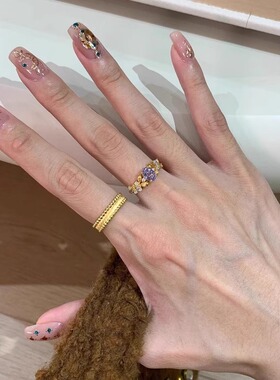 Loga.Py 紫荆棘花锆石戒指女小众设计感时尚气质指环2025新款爆款