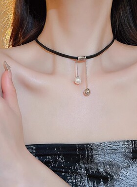Loga.Py 流苏珍珠项链女款新款夏季百搭锁骨链choker毛衣链脖颈链