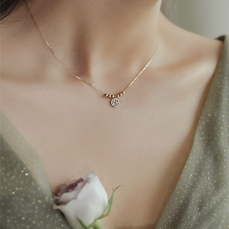 百搭福字双喜字牌项链女