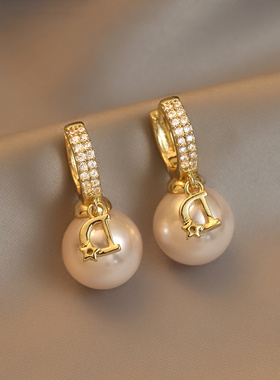 Loga.Py 耳环2024年新款潮闪钻耳圈精致气质耳钉韩版网红珍珠耳饰