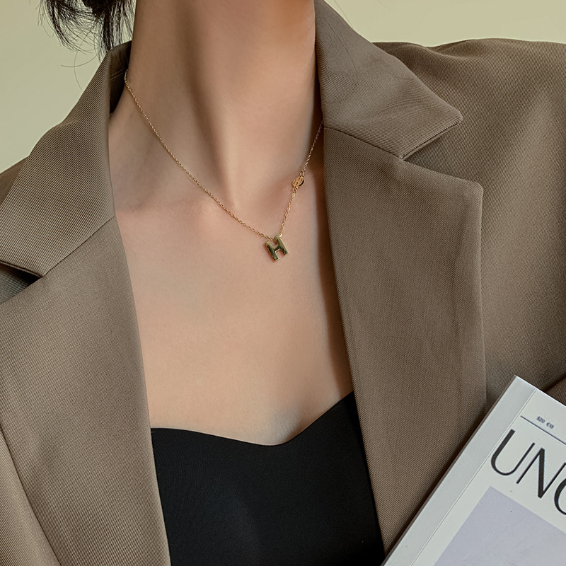 气质小众设计感字母H项链女ins