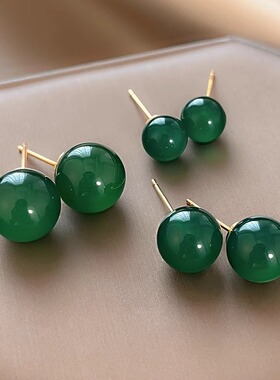 Loga.Py 祖母绿耳钉女2025年新款爆款小众设计感气质百搭耳饰气质