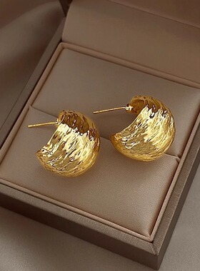 Loga.Py 法式金属独特耳环女金色耳钉2024新款爆款夏气质时尚耳饰