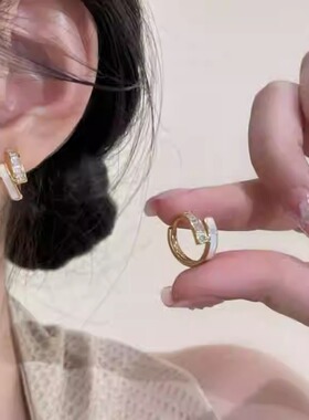 Loga.Py 轻奢小众贝壳水钻耳环女2024新款爆款高级感百搭耳圈耳饰