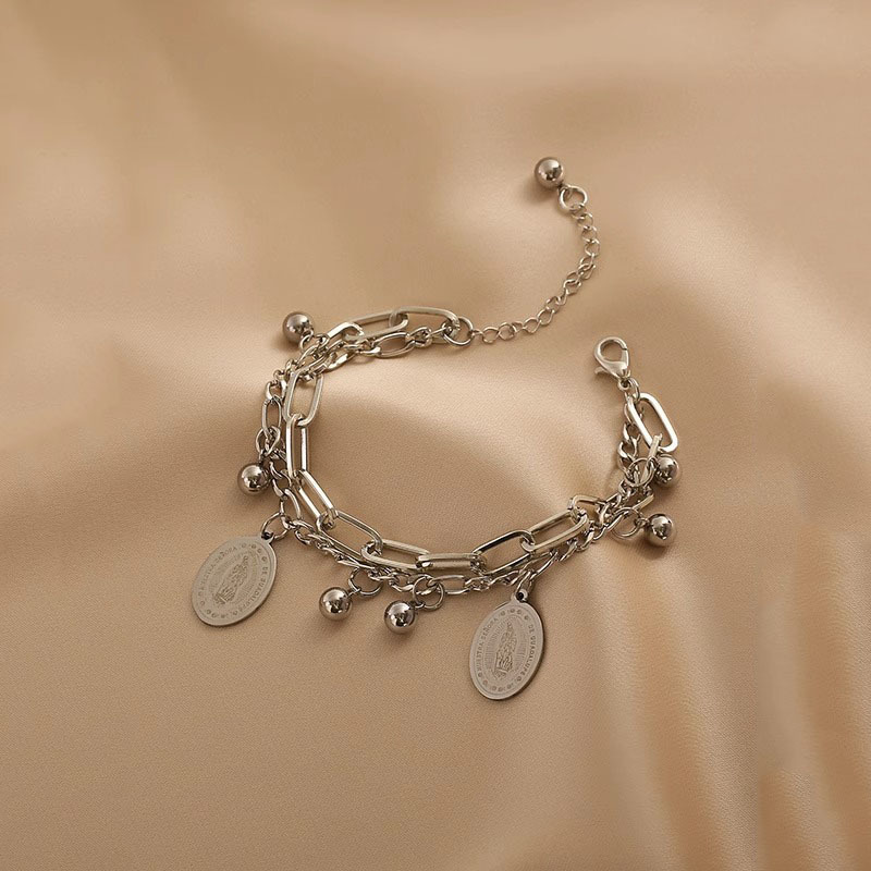 椭圆牌吊坠手链女小众设计