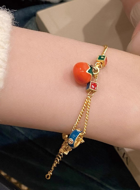 Loga.Py 柿柿如意吊坠手链女新中式国风彩色滴油手饰个性创意手串