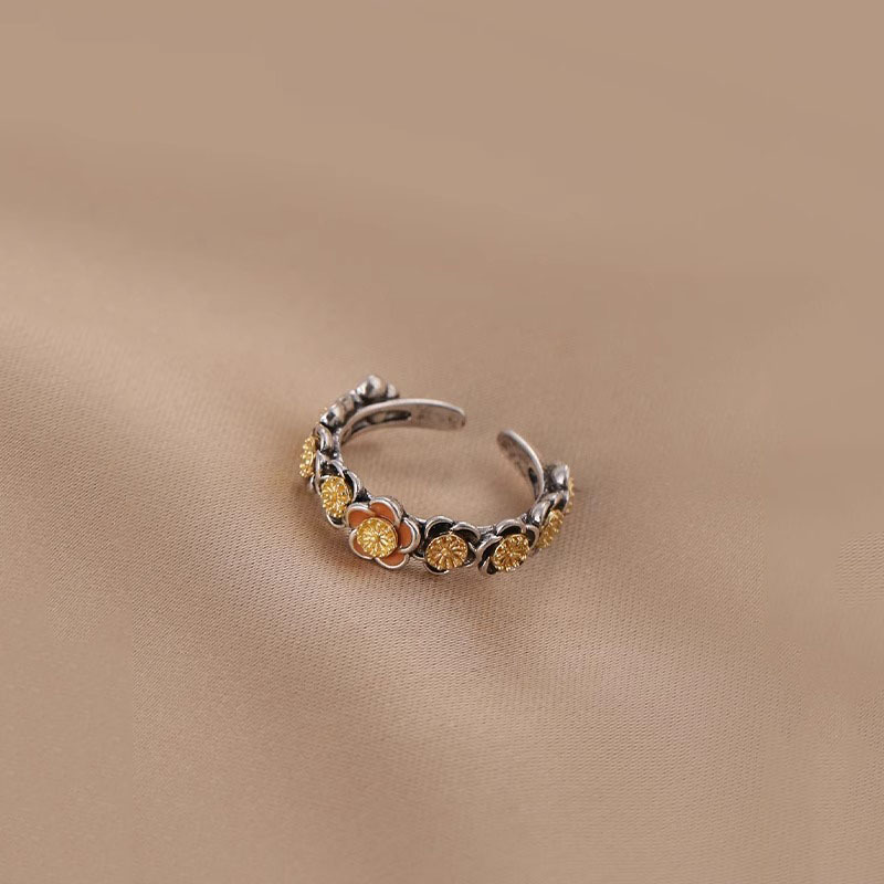 复古花朵戒指女个性开口