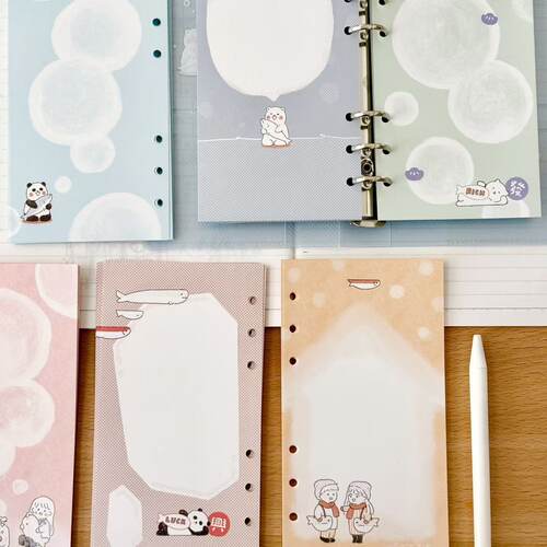 【有熊A7A6per内页】摸鱼有孔内页6款手账整本分装便签素材可爱