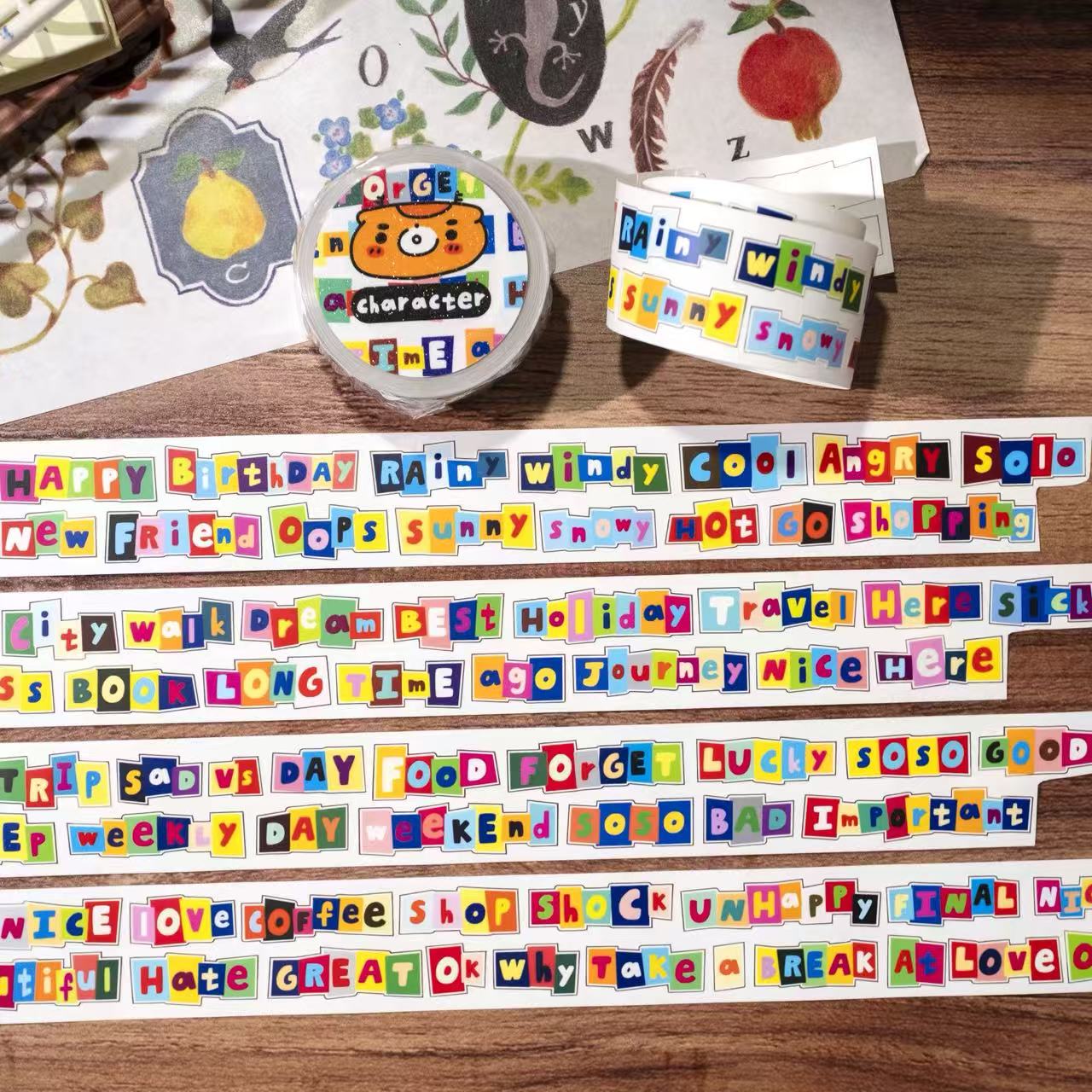 【布岚2026.08新品】模切胶带分装deco文字2动物园星期日常拼字图片