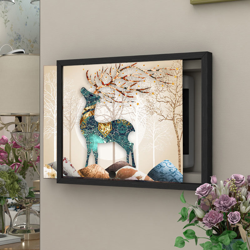 多媒体遮挡箱配电箱装饰画电闸盒电源开关遮挡免打孔