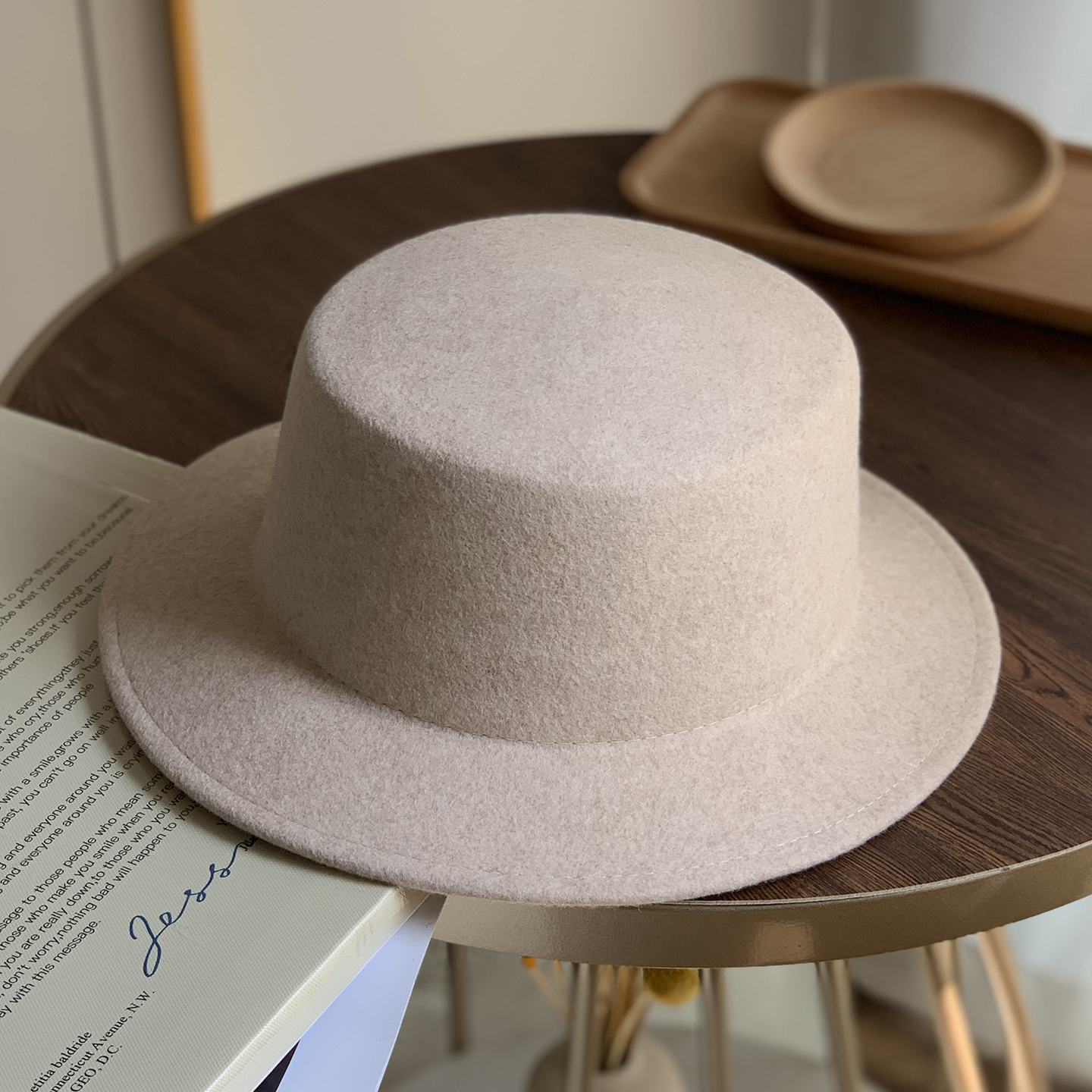 2025新款秋冬羊毛呢光板小礼帽