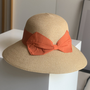 日系夏天沙滩草帽女夏季 海边折叠大帽檐防紫外线防晒遮阳太阳帽子