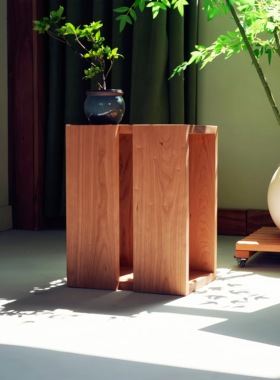 本枝记年/极简边几/樱桃木实木现代极简边几茶几花架小桌子小凳子