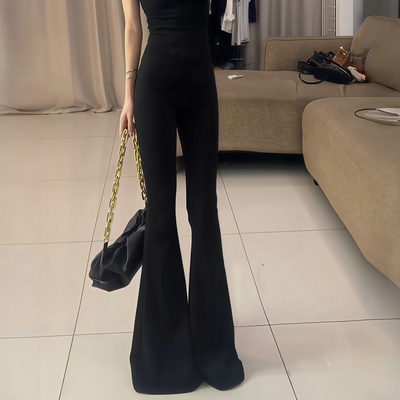 秋冬加绒加厚黑色高个子微喇裤女