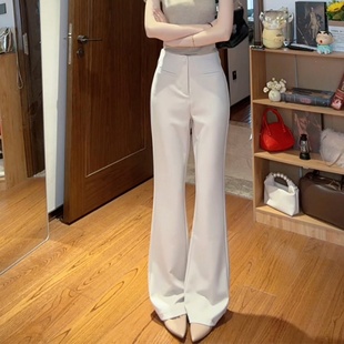 微喇裤 休闲喇叭裤 女2025秋季 贴腿垂感显瘦修身 子 新款 杏色弹力西装