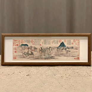 鹊华秋色图字画摆台画办公室书房装饰国画中式山水画迷你禅意礼物