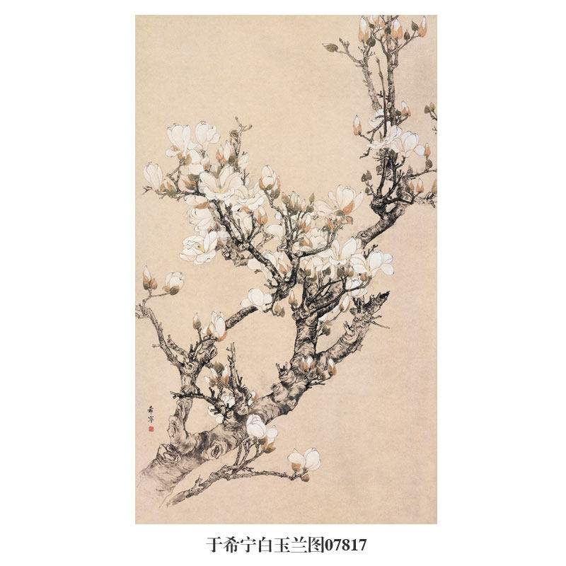 于希宁白玉兰图吉祥花鸟画国画卷轴挂画名画复制仿古画装饰画