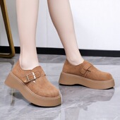 春季 女鞋 松糕底单鞋 浅口乐福鞋 软底防滑 厚底勃肯鞋 博肯鞋 2025新款