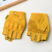 牛皮半指夏季 机车复古户外骑行摩托车运动防摔真皮透气皮手套 男士