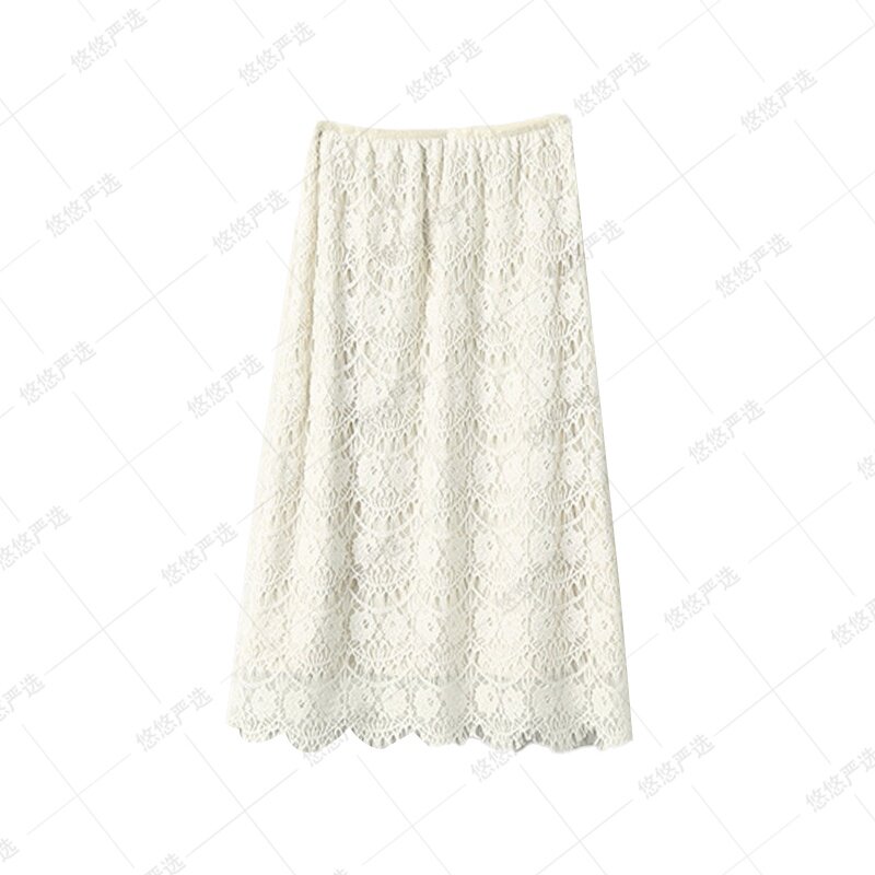 【重磅鱼骨蕾丝】夏季可穿！薄款法式蕾丝松紧腰半身裙 MMHAW5030