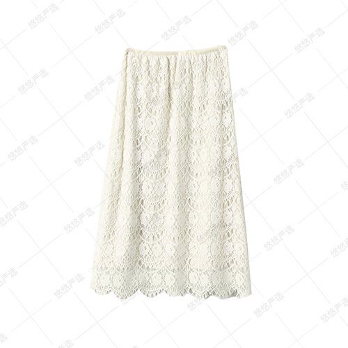 蕾丝蛋糕半身裙松紧腰