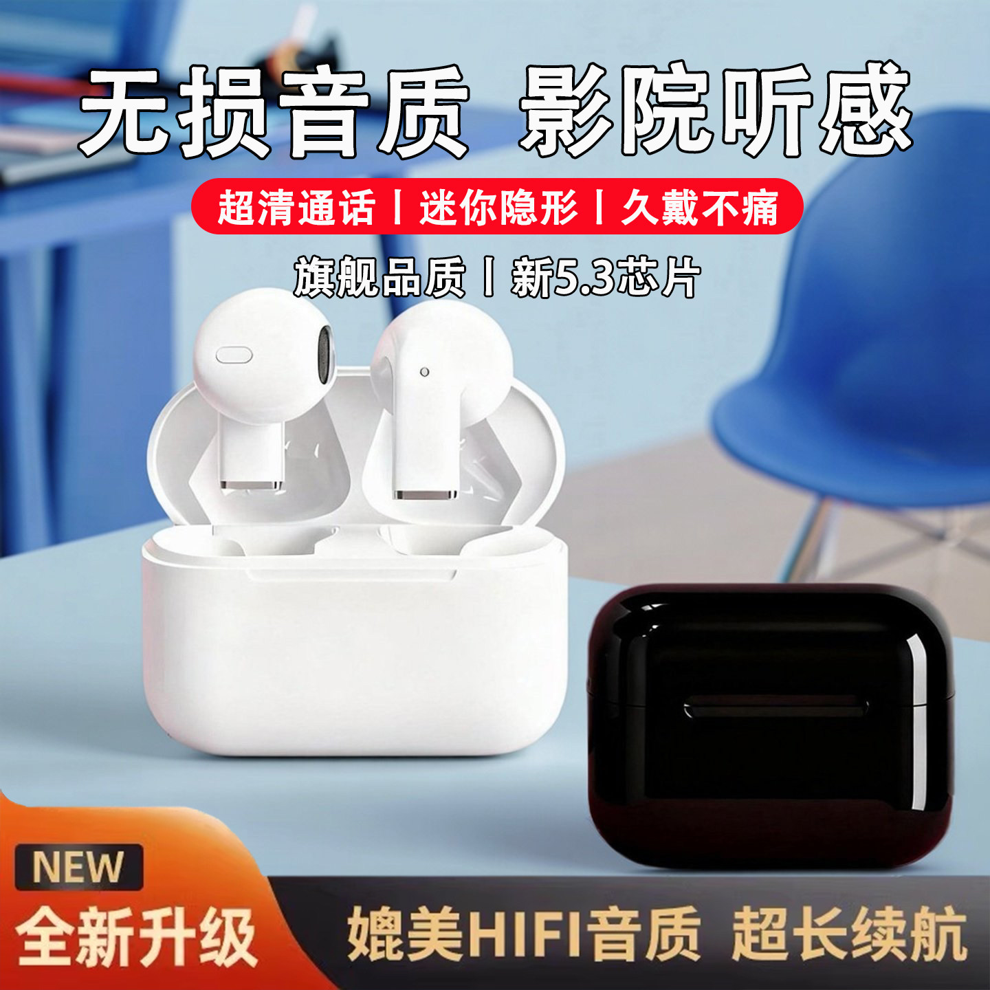 超长续航蓝牙耳机新款2026久戴不痛电竞运动通话不漏音防水真降噪