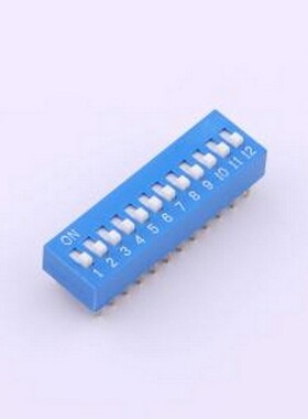 DS-12-B-T 拨码开关 2.54mm间距 12位 直插平拨凸起式 蓝色 拨码