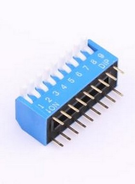 DL-09LT 拨码开关 2.54mm间距 9位 琴键式 直插侧拨长柄 蓝色 拨