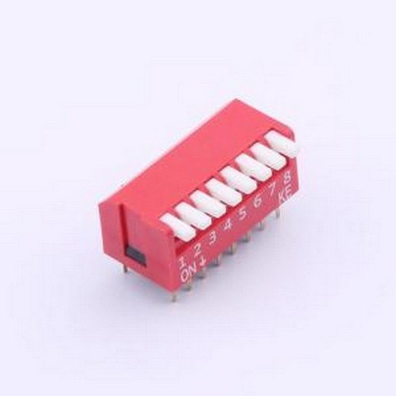 DSDP08LHGETR 拨码开关 2.54mm 宽体红色8位琴键式拨码开关