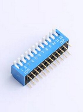 DL-12LT 拨码开关 2.54mm间距 12位 琴键式 直插侧拨长柄 蓝色 拨