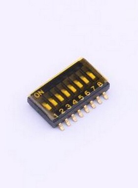 YDF08ES 拨码开关 8位1.27MM,黑色贴膜拨码开关 SMD-16P,6.2x11.3