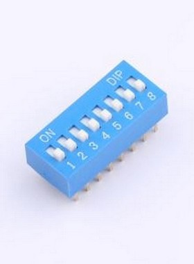 DS-08-B 拨码开关 拨码开关2.54mm间距,蓝色8PIN/位 直插 正拨平