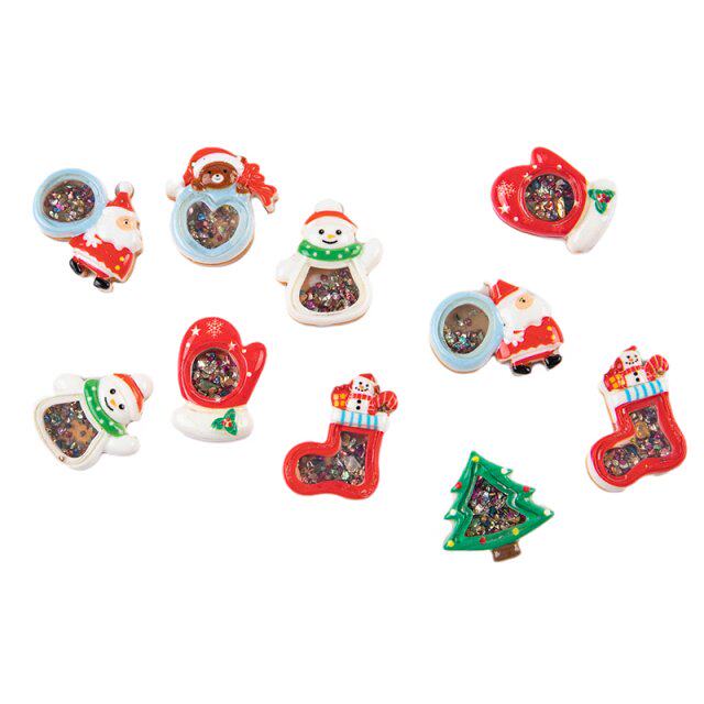 10pcs cute shining christmas series flat back resin cab