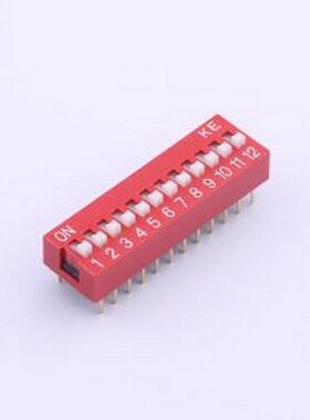 DSWB12LHGETR 拨码开关 2.54mm 宽体红色12位插件拨码开关