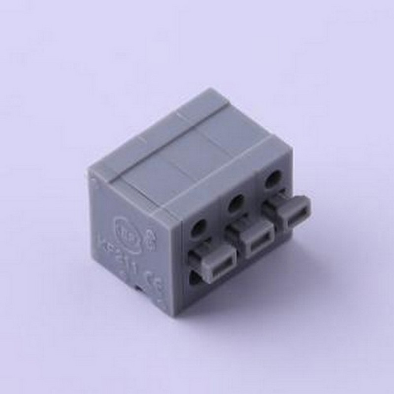KF211V-5.0-3P 弹簧式接线端子 5mm 每排P数:3 插件,P=5mm