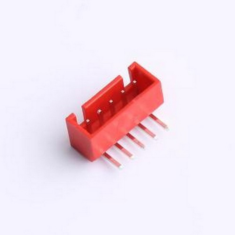 XY-XHB2.54-5A21-R 线对板针座 XHB 2.54mm 1x5P 弯插 带扣 红色