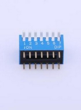 TE-07R 拨码开关 拨码开关蓝色07P-180度 间距2.54mm 立式直插侧