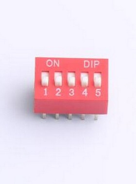 DR-05HT 拨码开关 2.54mm间距 5位 琴键式 直插平拨凸柄 红色 拨