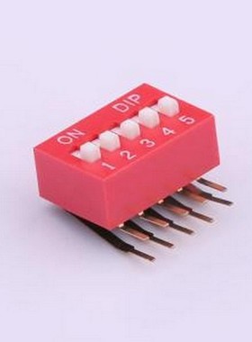 TM-05 拨码开关 拨码开关红色05P-90度插脚4PIN间距2.54mm立式侧