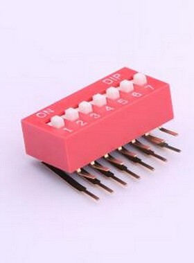 TM-07 拨码开关 拨码开关红色07P-90度插脚4PIN间距2.54mm立式侧