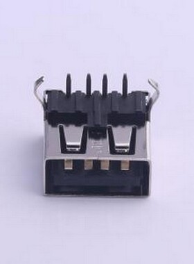 FUS250-FDBK6K USB连接器 USB A型 4触点 90°插件 母座 黑色 插