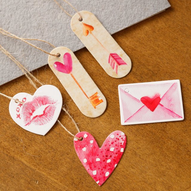 50pcs hot pink gift paper tags heart shape handmade paper ha