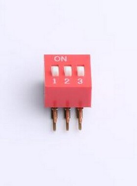 DA-3-R-T 拨码开关 2.54mm间距 3位 琴键式 90度弯插侧拨 红色 拨