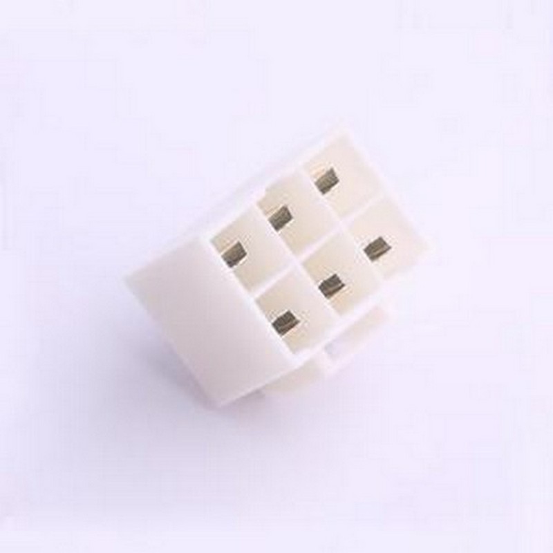 HX62008-6A 线对板针座 2x3P 间距:6.2mm 直插 白色 插件,P=6.2mm